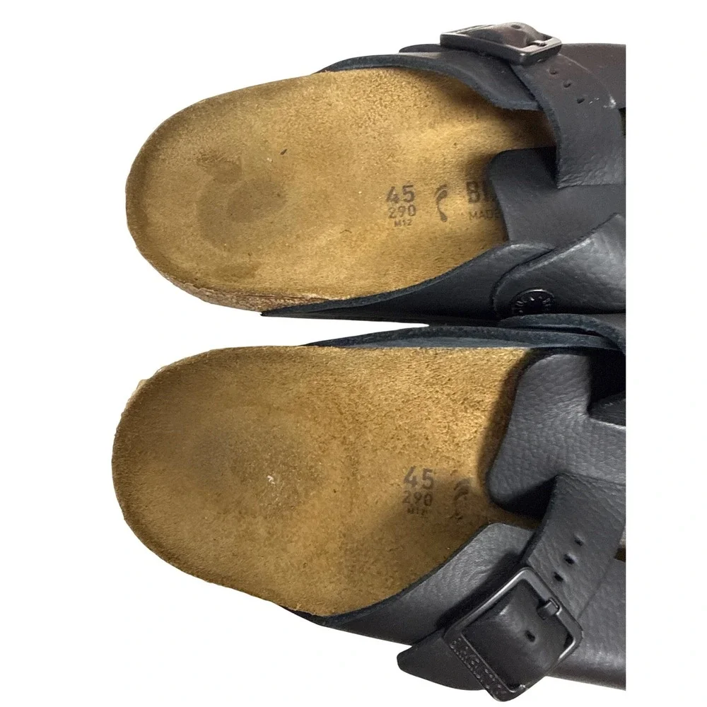 Birkenstock Boston Super Grip Mens Size 12 Black Leather Slip Resistant Clogs